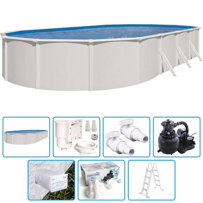 Piscina Fuori Terra Steel White - 10,05 X 5,50 X H.1,32 M - Kit Base