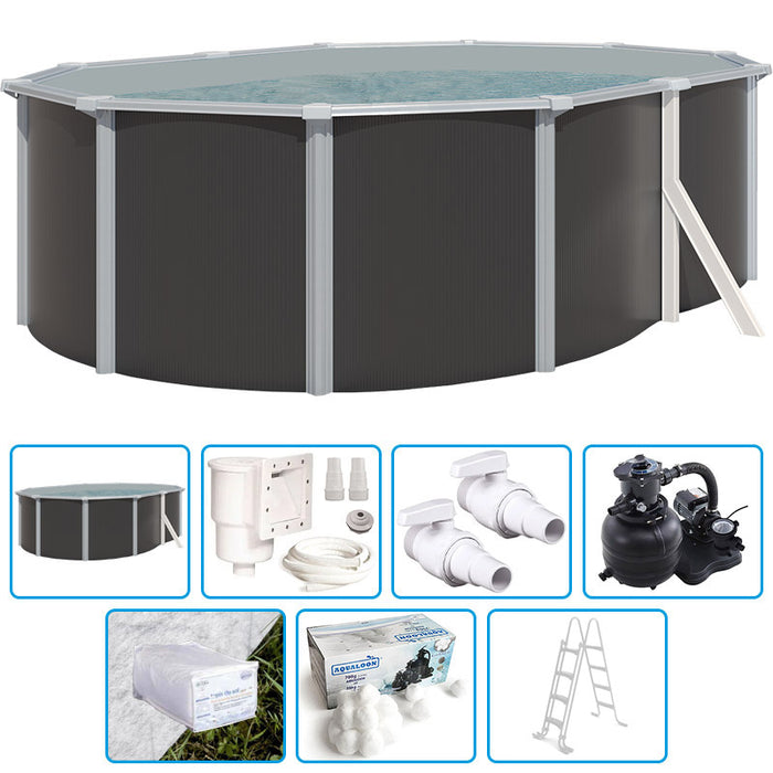 Piscina Fuori Terra Steeldesign - 4,90 X 3,65 X H.1,32 M - Kit Base