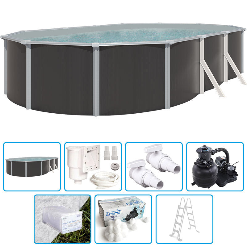 Piscina Fuori Terra Steeldesign - 7,60 X 4,55 X H.1,32 M - Kit Base