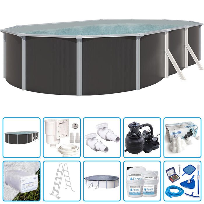 Piscina Fuori Terra Steeldesign - 7,60 X 4,55 X H.1,32 M - Kit Pro