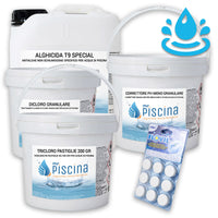 Kit Mix Per Mantenimento Acqua Piscina Con Flocculante In Pastiglie - Da 55 A 100 Mc