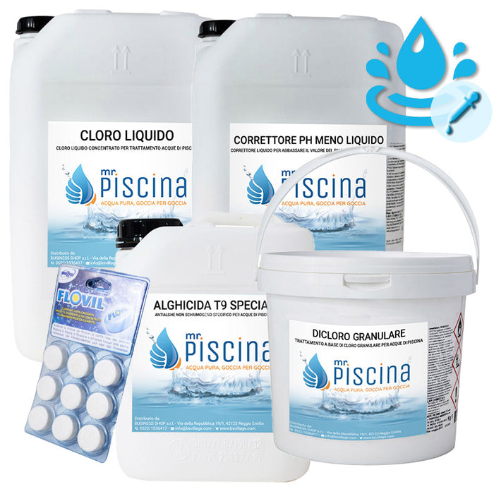 Kit Ph E Redox-cloro Control Per Mantenimento Acqua Piscina Con Flocculante In Pastiglie - Da 55 A 100 Mc