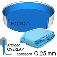 Liner Per Piscina A Forma Circolare  4,60 X H. 0,90 M Azzurro - Attacco Overlap - Spessore 0,25 Mm