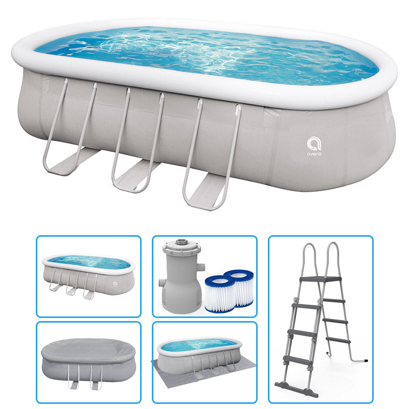 Piscina Fuori Terra Ovale Chinook Grey Avenli 6,10 X 3,60 X H 1,22 M - Kit Base