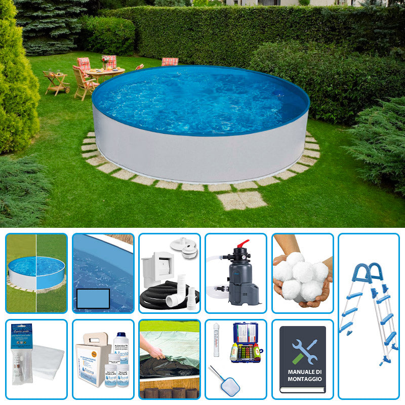 Piscina Fuori Terra Circolare Azuro Basic  2,40 H.0,90 M - Kit Pro