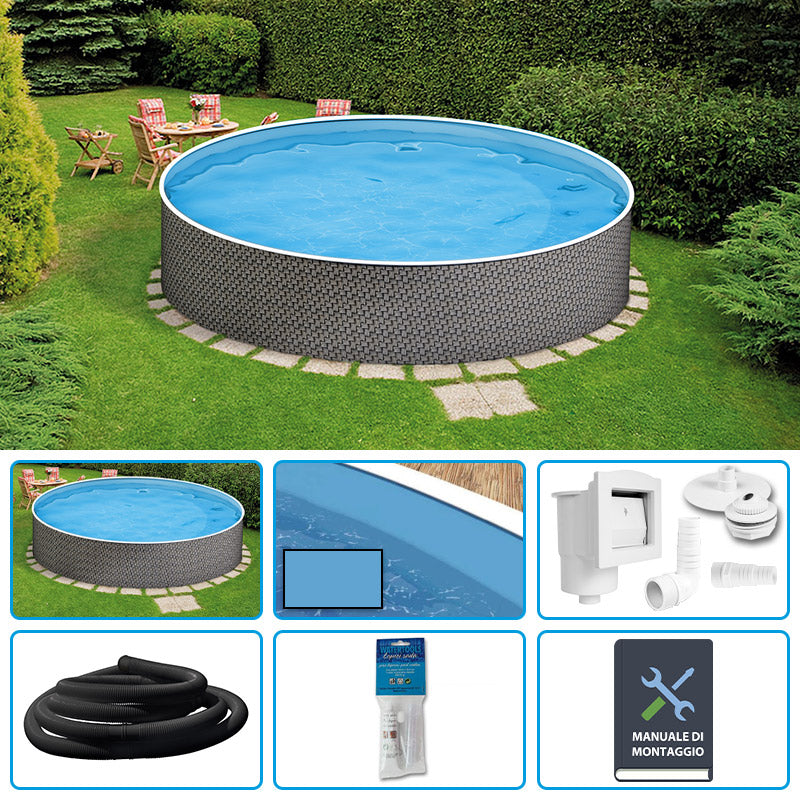 Piscina Fuori Terra Circolare Azuro Rattan  3,60 H.1,20 M - Kit Base