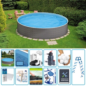 Piscina Fuori Terra Circolare Azuro Rattan  3,60 H.1,20 M - Kit Pro