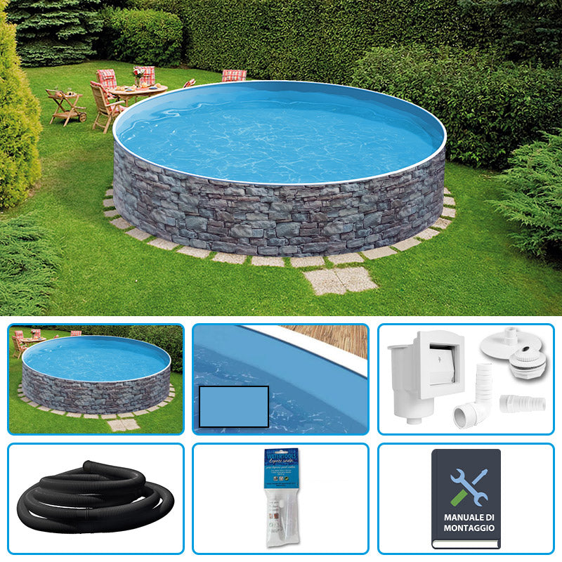 Piscina Fuori Terra Circolare Azuro Stone  4,00 H.1,20 M - Kit Base