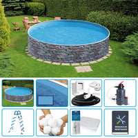 Piscina Fuori Terra Circolare Azuro Stone  4,00 H.1,20 M - Kit Easy