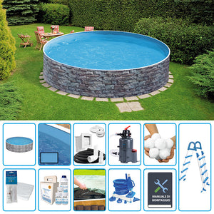 Piscina Fuori Terra Circolare Azuro Stone  4,60 H.1,20 M - Kit Pro