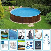 Piscina Fuori Terra Circolare Azuro Wood  4,60 H.1,20 M - Kit Pro