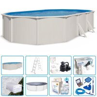 Piscina Fuori Terra Steel White - 6,10 X 3,65 X H.1,32 M - Kit Pro