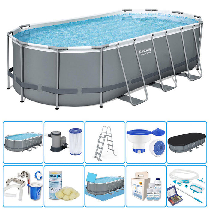 Piscina Fuori Terra Bestway Power Steel Ovale 5,49 X 2,74 X H 1,22 M - Kit Pro