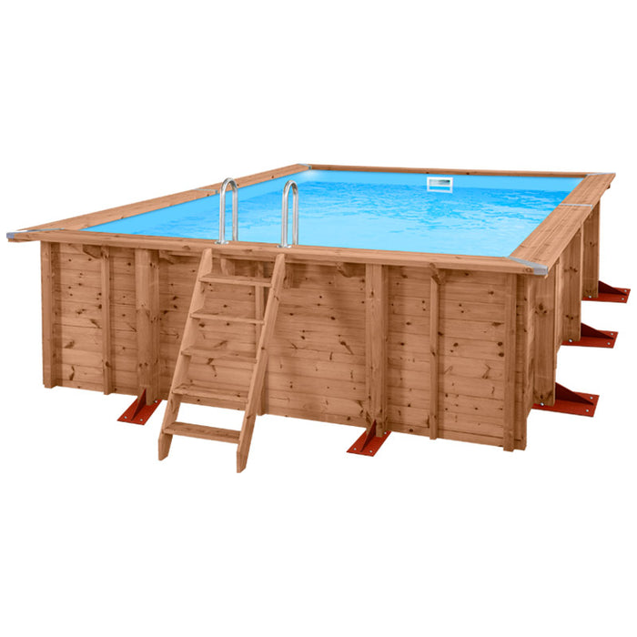 Piscina in legno rettangolare NaturalWood 600 - 6,00 x 4,19 x h.1,31 m con piastre autoportanti