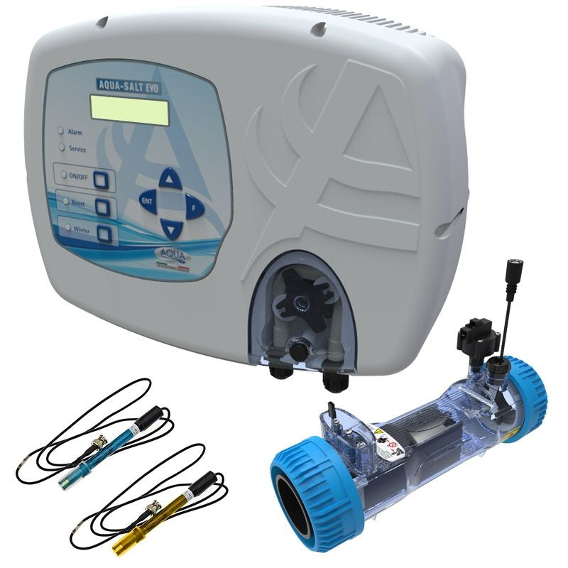 Sterilizzatore Aqua Salt Evo Con Sensore Di Flusso, Regolatore Ph, Lettura Cloro Tramite Cella Aj E Cella Elettrolitica Per Piscine Fino A 100 MÂ³