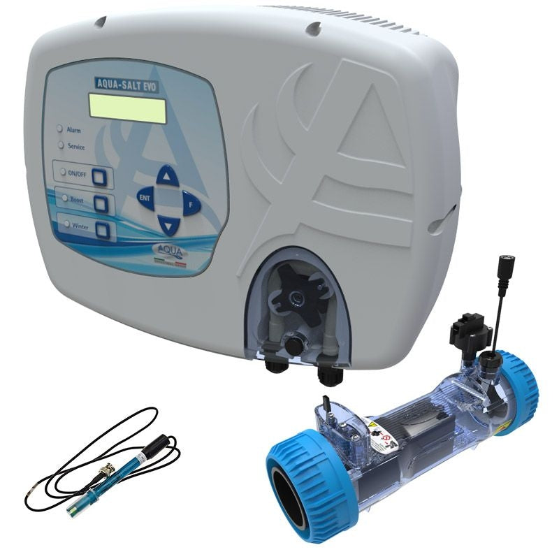 Sterilizzatore Aqua Salt Evo Con Sensore Di Flusso, Regolatore Ph E Cella Elettrolitica Per Piscine Fino A 50 MÂ³