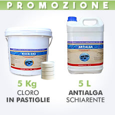 5 Kg Cloro in pastiglie 200 g + 5 L antialga