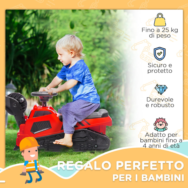 Escavatore Ruspa Cavalcabile 100x43x48,5 cm per Bambini Rossa e Nera