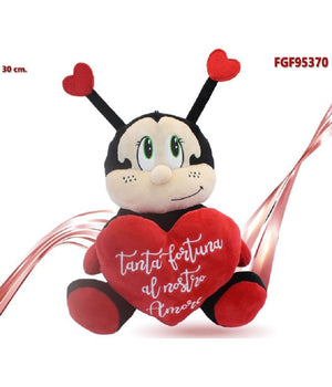 Coccinella In Peluche Con Cuore 30 Cm Porta Fortuna Regalo San Valentino 95370         