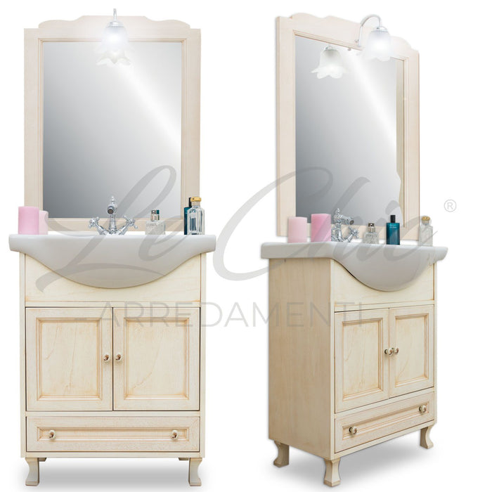 Piccolo mobile arredo bagno decapè avorio - 65 cm