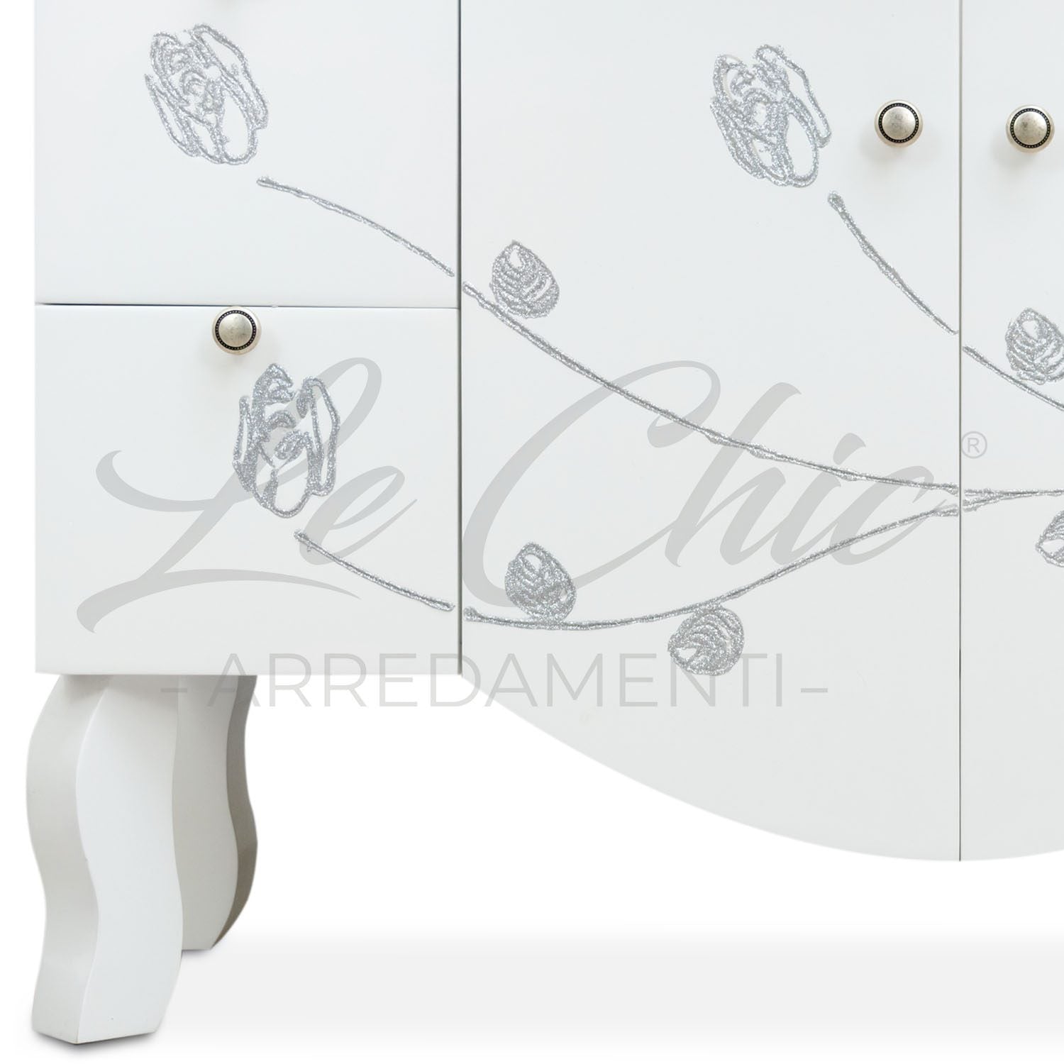 Arredo bagno contemporaneo con frontale decorato e specchio led