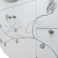 Arredo bagno contemporaneo con frontale decorato e specchio led