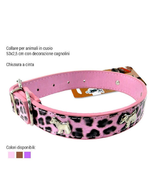 Collare Per Cani Cuccioli Cane Animali In Cuoio 53 Cm Vari Colori Con Cagnolini         