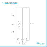 Colonna Alta da Bagno Multiuso 2 Ante e Cassetto 153.5x35 Finitura Grigio