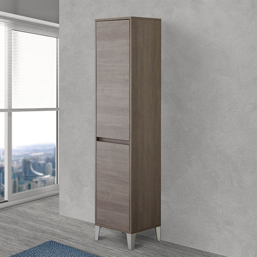 Colonna bagno con cesta portabiancheria L. 40 cm linea Way rovere scuro