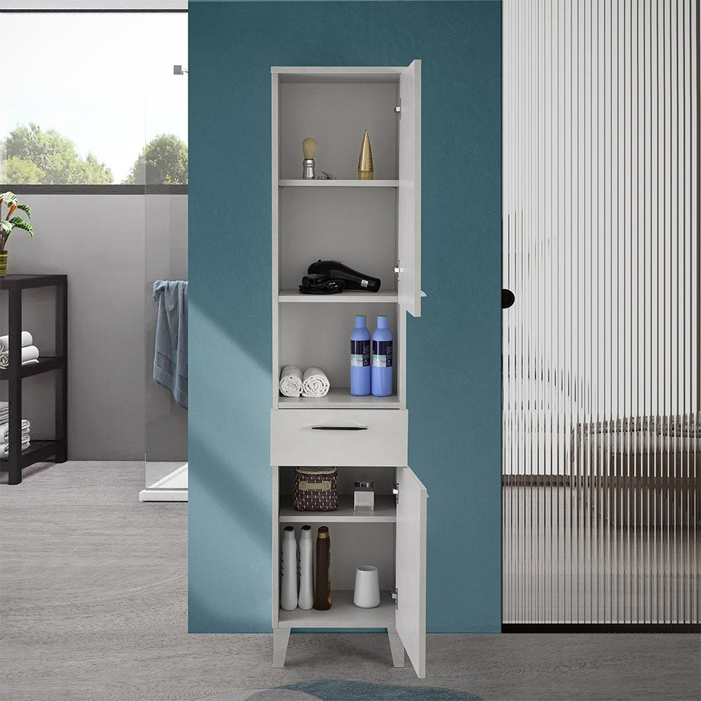 Colonna bagno da terra 180 cm grigio calce con ante cassetto e vano Moon