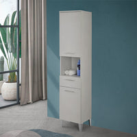 Colonna bagno da terra 180 cm grigio calce con ante cassetto e vano Moon