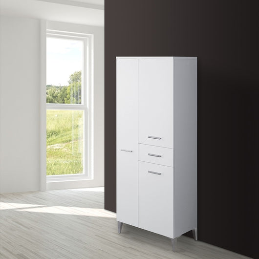 Doppia Colonna Bagno 60x148 cm colore Bianco con 3 Ante e 1 Cassetto