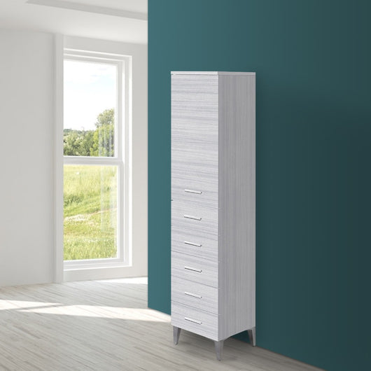 Colonna Bagno Porta Asciugamani H.154 Colore Grigio Multiuso con 5 Cassetti