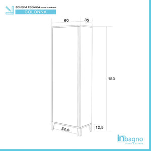 Colonna bagno porta scopa da 60 cm linea Way in bianco lucido