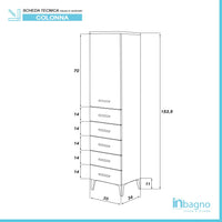 Colonna Bagno Bianca Porta Asciugamani H.154 Multiuso Con 5 Cassetti