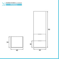 Colonna bagno sospesa 110 cm bianco opaco con anta e cassetti Matisse