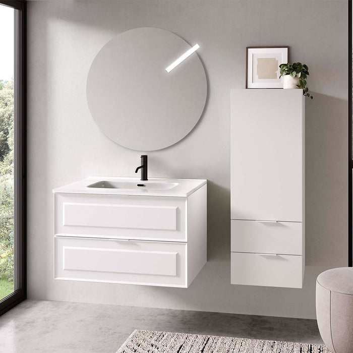 Colonna bagno sospesa 110 cm bianco opaco con anta e cassetti Matisse