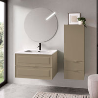 Colonna bagno sospesa 110 cm tortora opaco con anta e cassetti Matisse