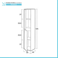 Colonna bagno sospesa 125 rovere bianco con ante reversibili Nadia