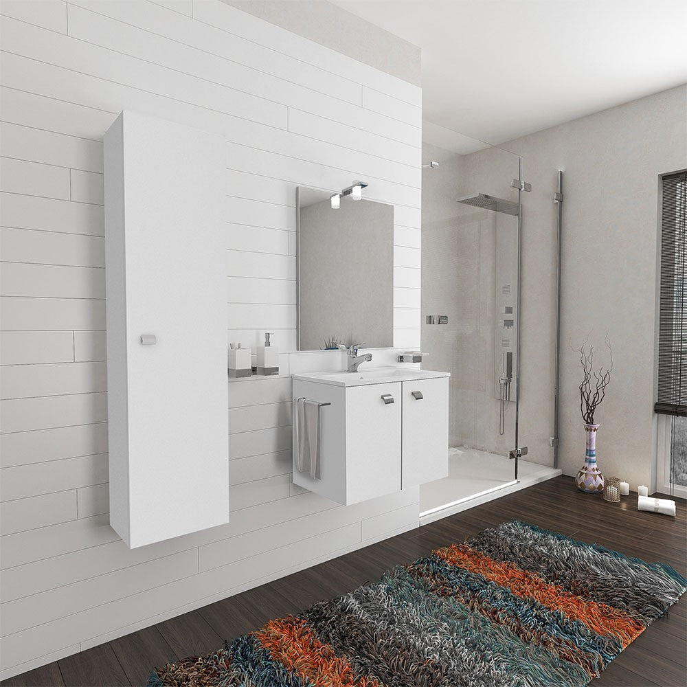 Colonna bagno sospesa 136h cm bianco lucido anta reversibile