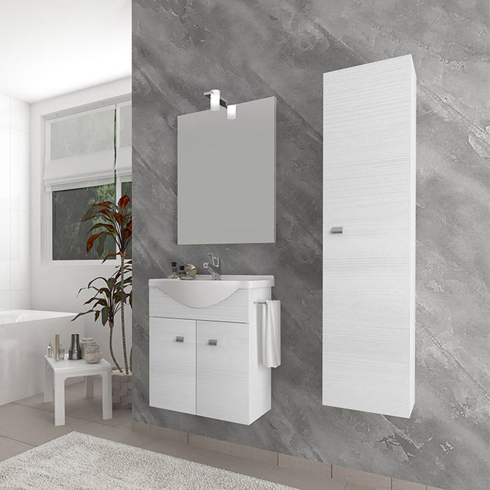 Colonna bagno sospesa 136h cm rovere bianco anta reversibile