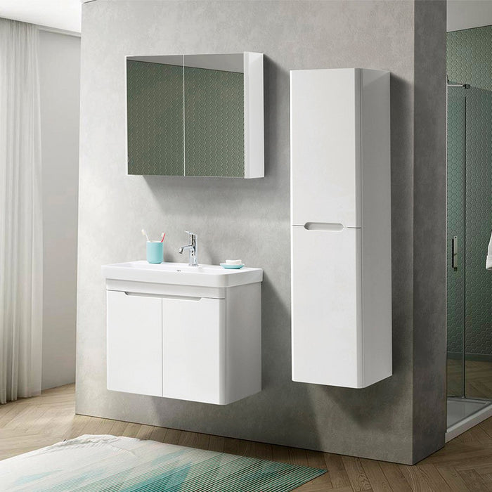 Colonna bagno sospesa 140 cm bianco lucido 2 ante soft-close Stillo