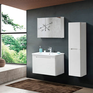 Colonna bagno sospesa 140 cm bianco lucido 2 ante soft-close Stillo