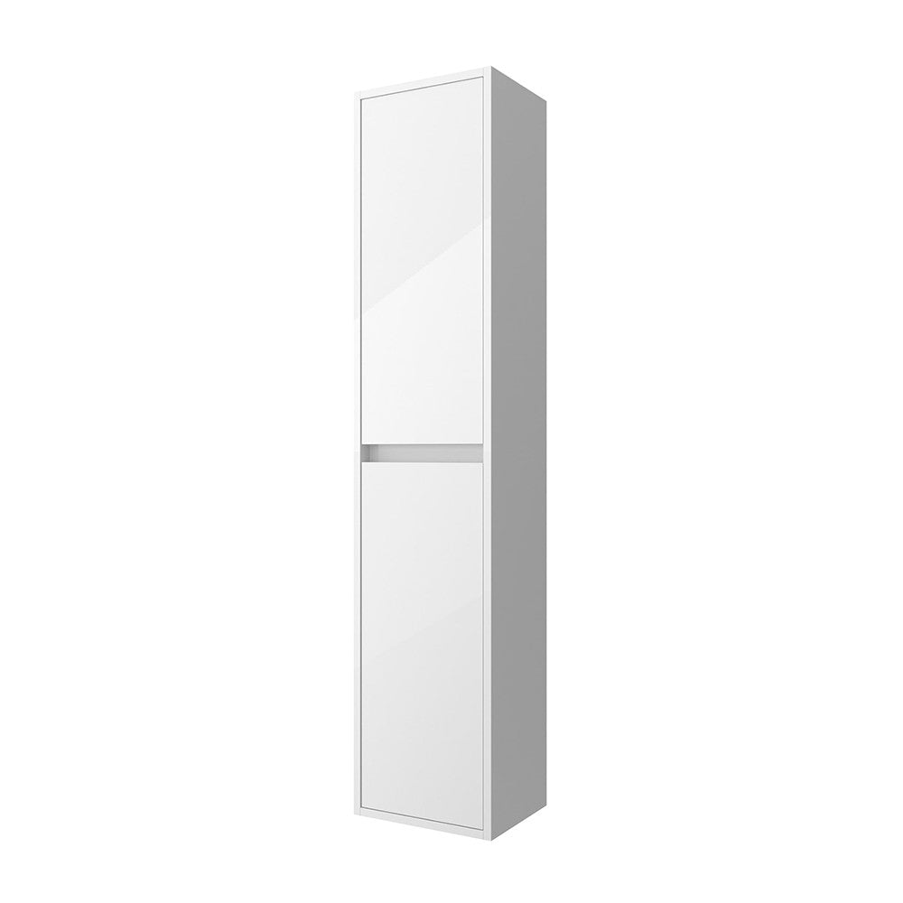 Colonna bagno sospesa 140 cm bianco lucido ripiani regolabili Gaya