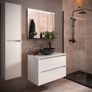 Colonna bagno sospesa 140 cm bianco lucido ripiani regolabili Gaya