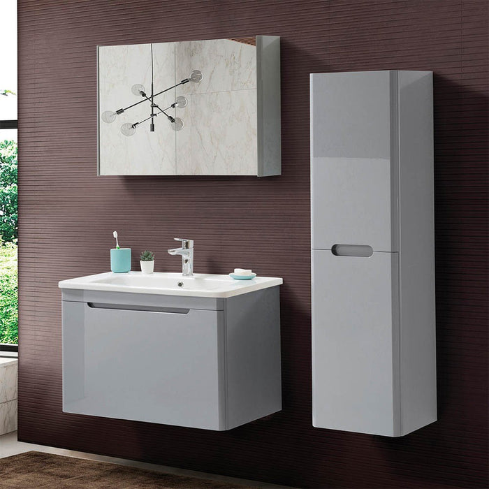 Colonna bagno sospesa 140 cm grigio lucido 2 ante soft-close Stillo