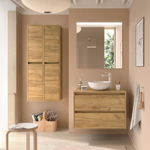 Colonna bagno sospesa 140 cm rovere africa ripiani regolabili Gaya