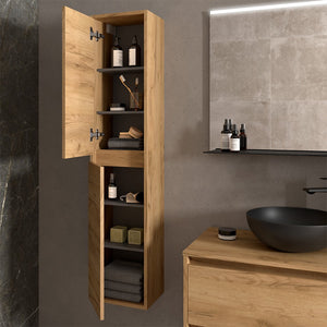 Colonna bagno sospesa 140 cm rovere africa ripiani regolabili Gaya