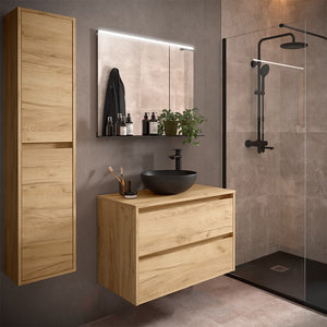 Colonna bagno sospesa 140 cm rovere africa ripiani regolabili Gaya