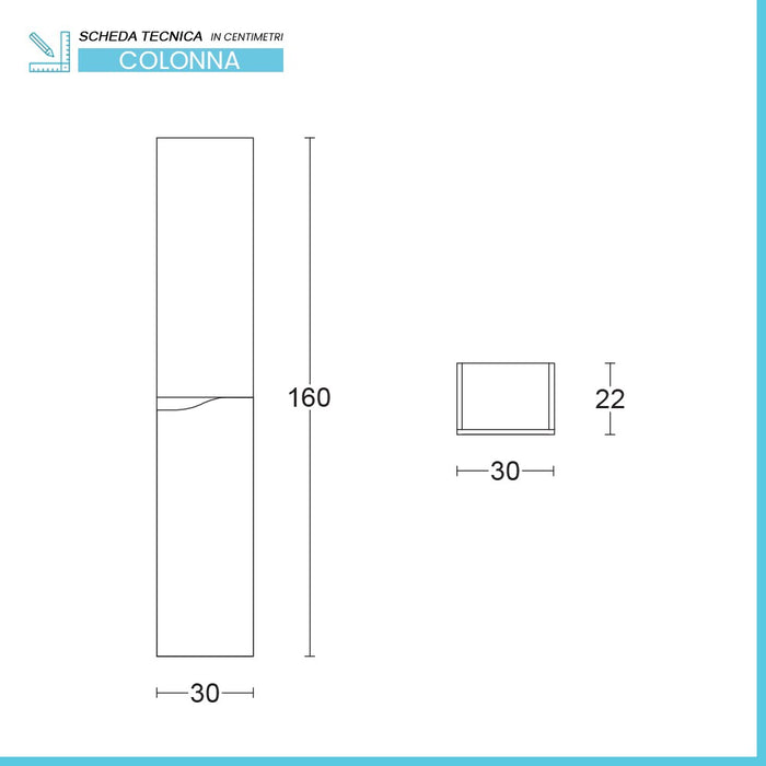 Colonna bagno sospesa 160 cm quercia e bianco reversibile Sumya